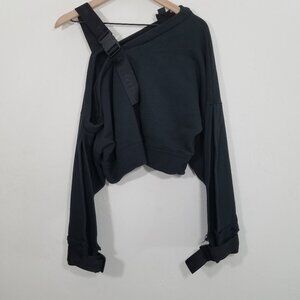 Women's Black Asymmetric Strap Cropped Top Adidas Ivy Park Worn Once